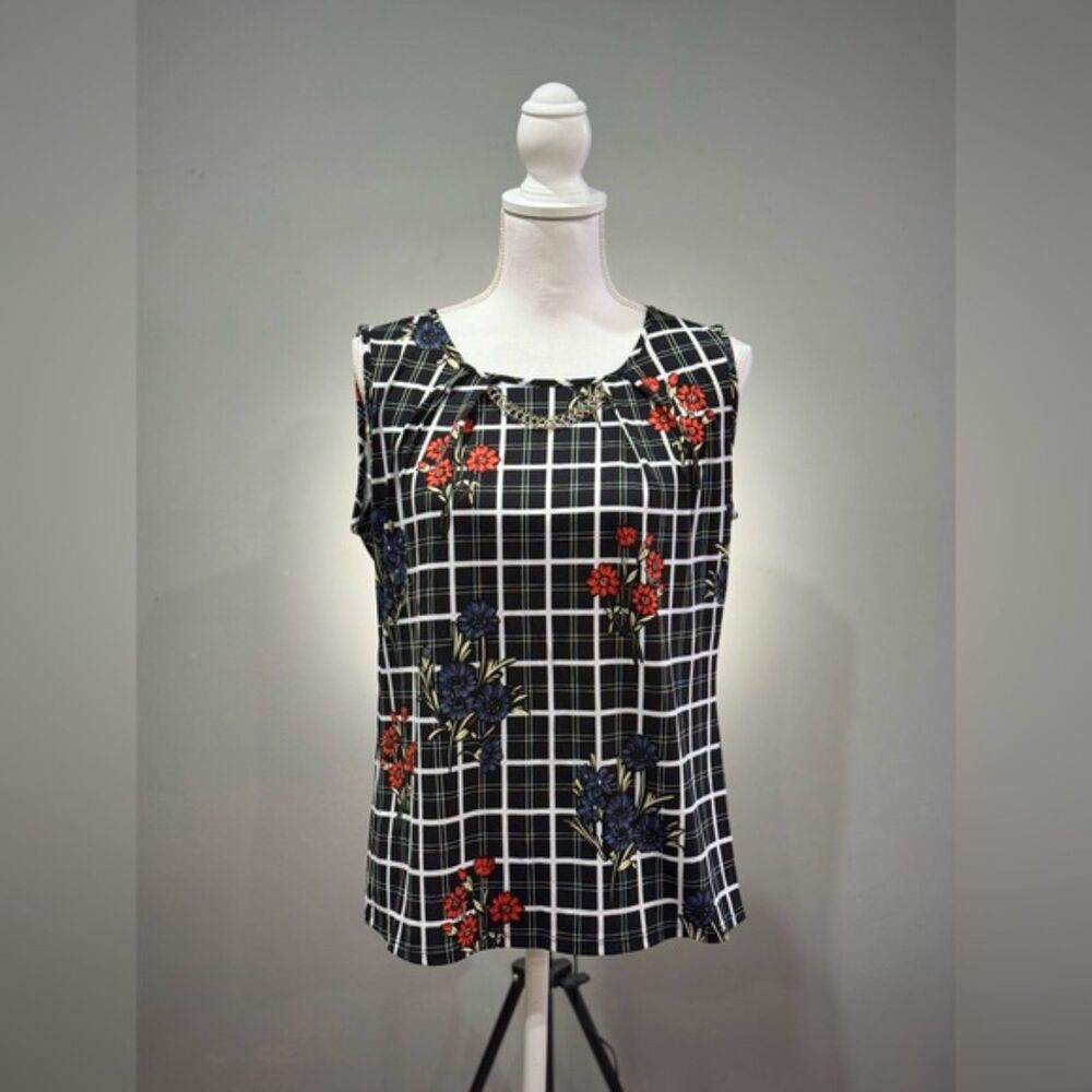 CLEARANCE! Notations Checked Floral Blouse Size M EUC